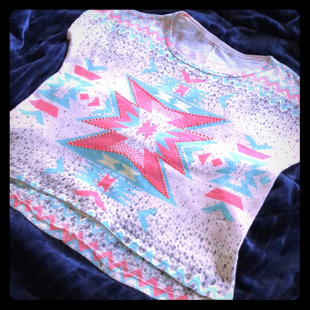 Custom Crop Top‎ Aztec Southwest Desert Revival T-shirt Size L/XL